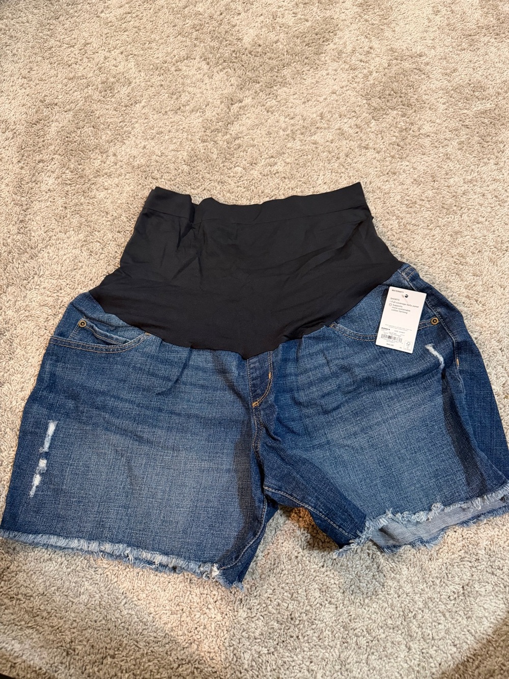 NWT size 18 Maternity Denim Shorts with Black Stretch Waistband